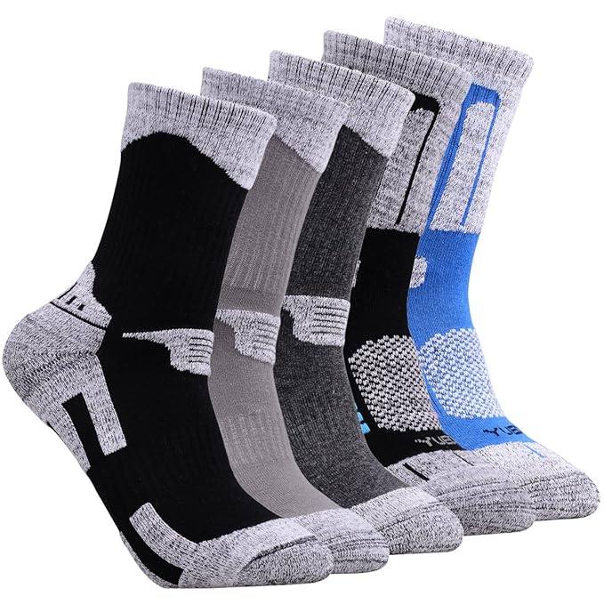 Image result for YUEDGE 5 Pairs Men's Cushion Crew Socks Outdoor Recreation Performance Trekking Climbing Camping Hiking Socks