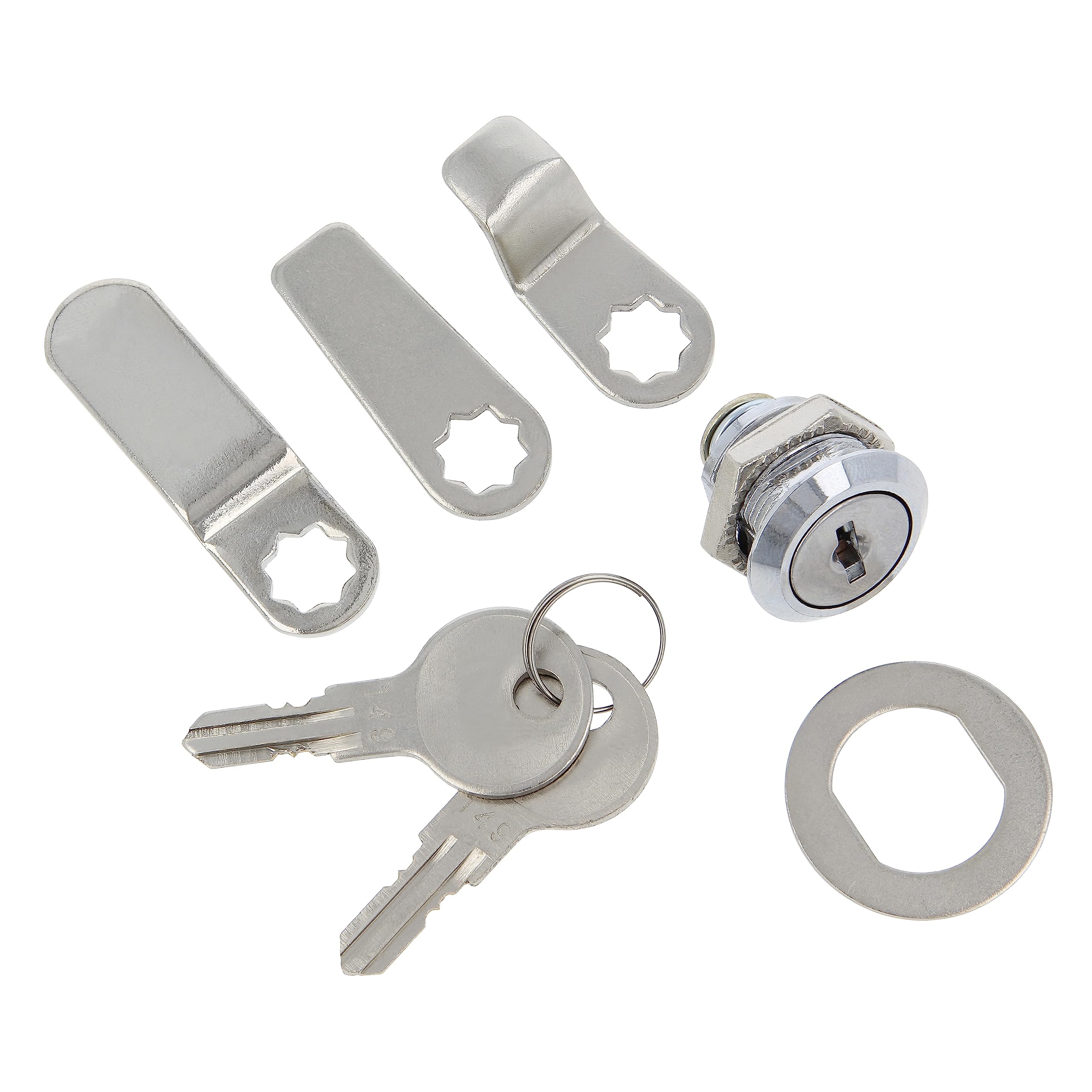 Amig - Mailbox Lock | Maximum Width 7 mm | with 3 Different Sizes | Includes 2 Keys | Locking System for Lockers, Cabinets, Furniture or Drawers | Nickel Plated Steel