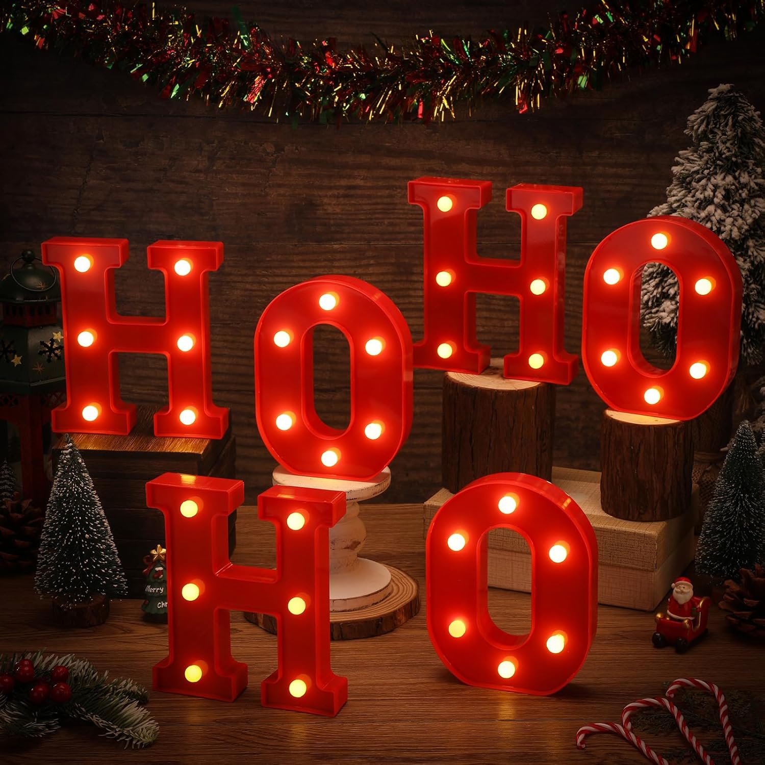 String Lights - VIHOSE Christmas LED Letter Lights Sign Table Decoration Christmas Light up Letters Battery Powered Letter for Home Bar Christmas Party Bedroom Tabletop Decoration Gift(Ho Ho Ho)