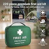 220 Piece First Aid Kit Eye Care Ice Packs Blanket Home Car Office view 3