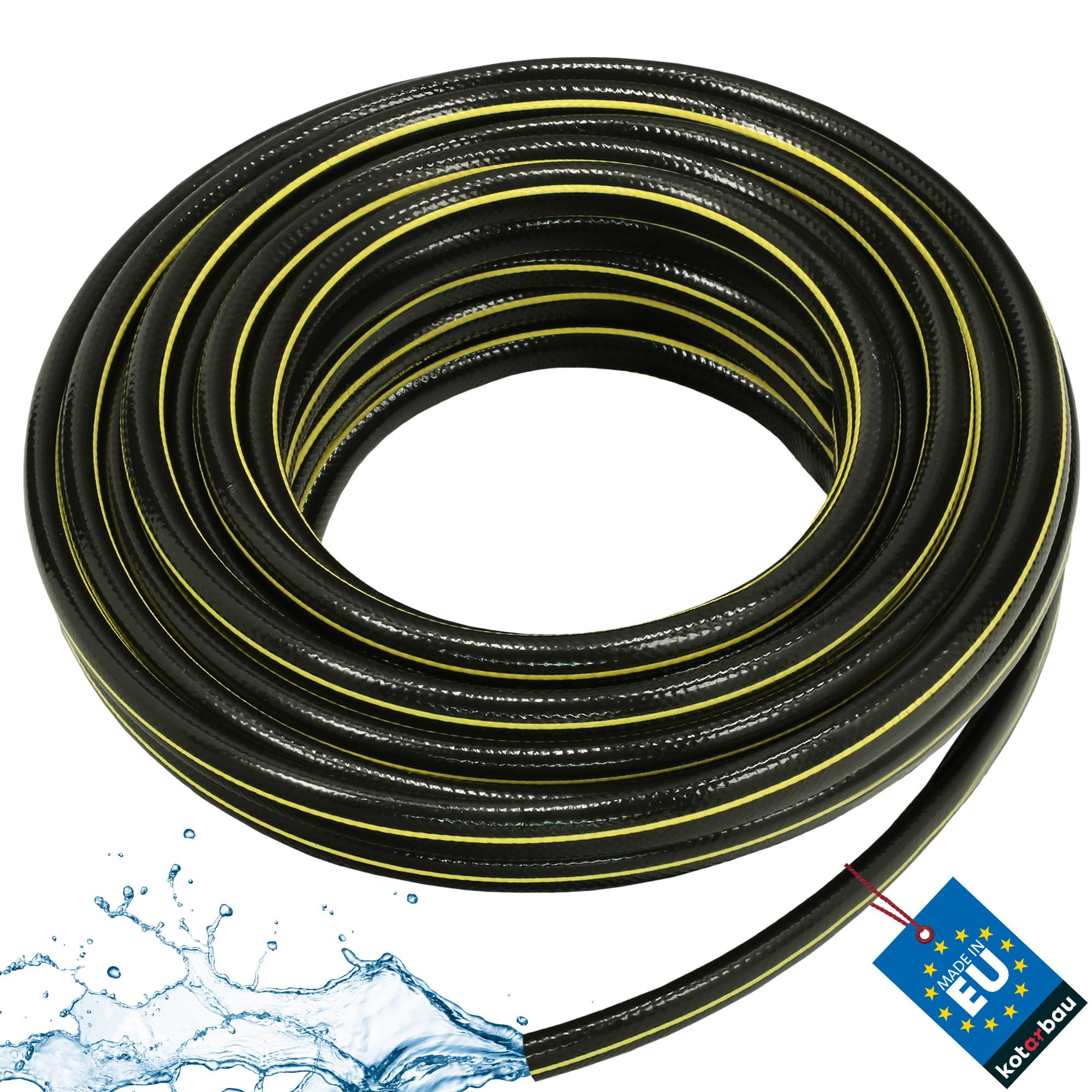 KOTARBAU® Garden hose 1/2 inch, 20 m4-ply, reinforced, black/yellow, professional for watering plants