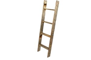BARNWOODUSA LLC Blanket Ladder 4 Foot Fully Assembled | 48 Inch Rustic Reclaimed Wood Ladder for Blankets, Quilts, Towels, Throws, Decorative Items | Farmhouse Wall Leaning Ladder | Weathered Gray by BarnwoodUSA