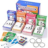 Gotoofun Multi Math Flash Cards, Addition, Subtraction, Multiplication & Division, Write & Wipe with Markers, Self - Checking Flashcards for Kids Grades 1-5 & Homeschool