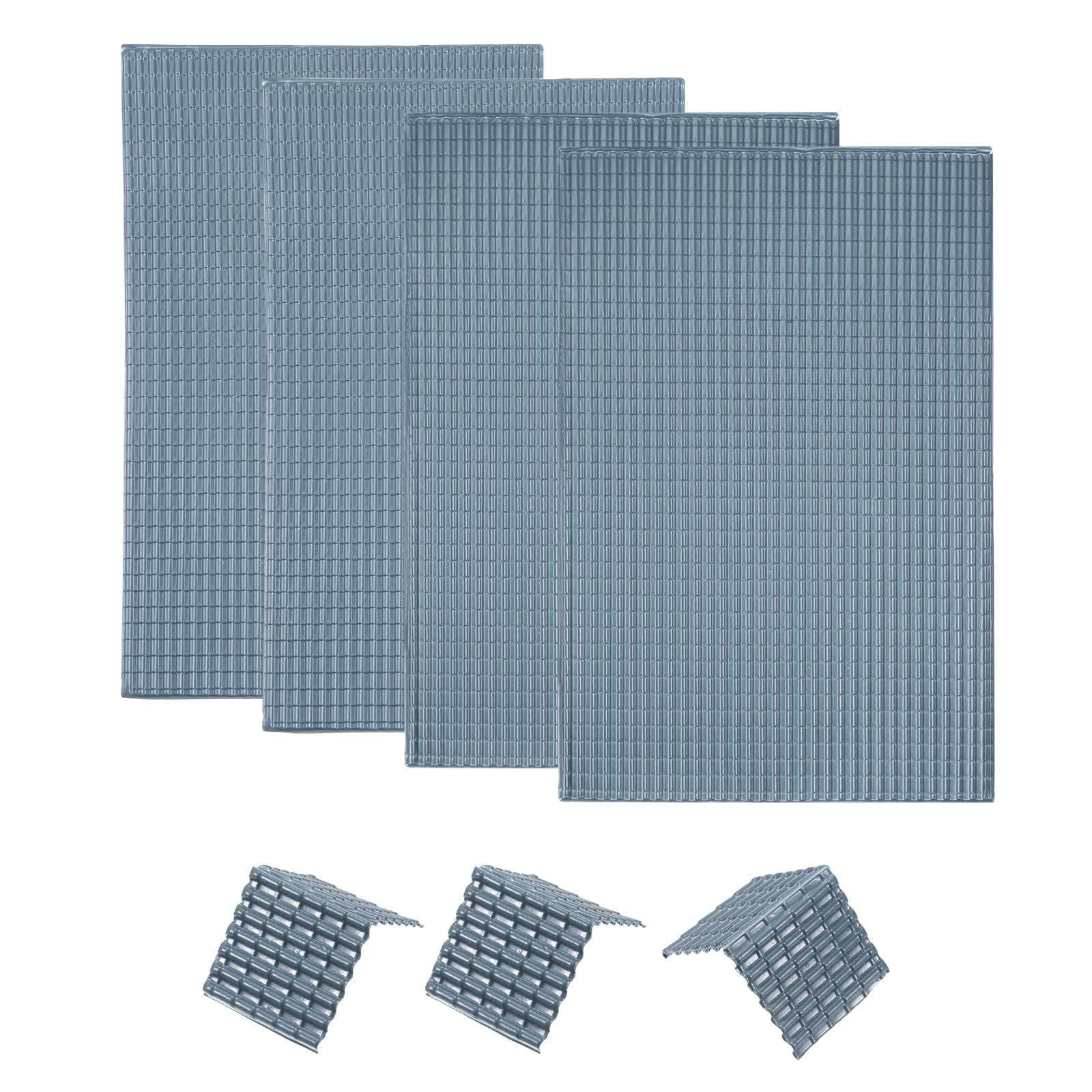 sourcing map Miniature Roof Tiles PVC Model Roof Tiles Mini DIY Tiles Model Building Set for Model Building Dolls Houses Garden Sand Table Dark Grey Pack of 4