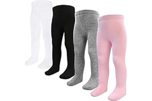 GENTABY Baby Tights 4 Pack Newborn Infant Toddler Girls Cotton Tights Cable Knit Leggings Stockings For Baby Girls Aged 0-24 months