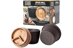 KABIN Spice Mill - Spice Grinder Manual Pepper Mill - Durable Cast Iron Mortar and Pestle Set Herb Crusher - Hand Grind, Meas