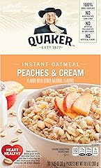 Quaker Instant Oatmeal, Peaches & Cream, Breakfast Cereal, 10 Packets Per Box