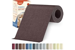 SGOOYIR Linen Fabric Repair Tape Kit, 4" x 80" Self-Adhesive Couch Patch Repair Fabric Patches for Furniture, Clothes, Upholstery, Carpets, Chairs, Sofas, Pillows Dark Brown