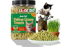Just Try 13.4 OZ Cat Treats for Indoor Cats Hairball Control Natural Salmon Healthy Cat Grass Treats Kitten Snacks Training Biscuits Catnip for Cats Dental Care