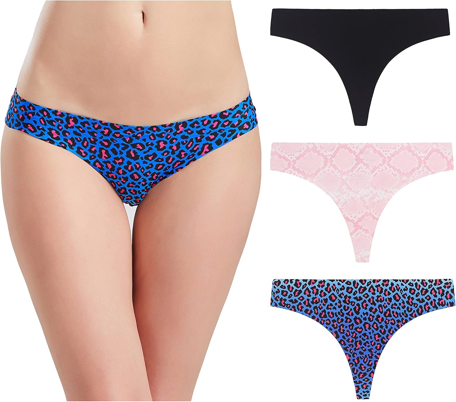 PLUMS Underwear Co. Women's MultiPack LaserCut Seamless Thong