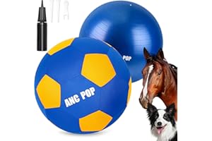 ANC POP Herding Ball for Dogs Horse Ball & Cover 25" for Horses Large with Hand Pump for Play, Blue and Yellow