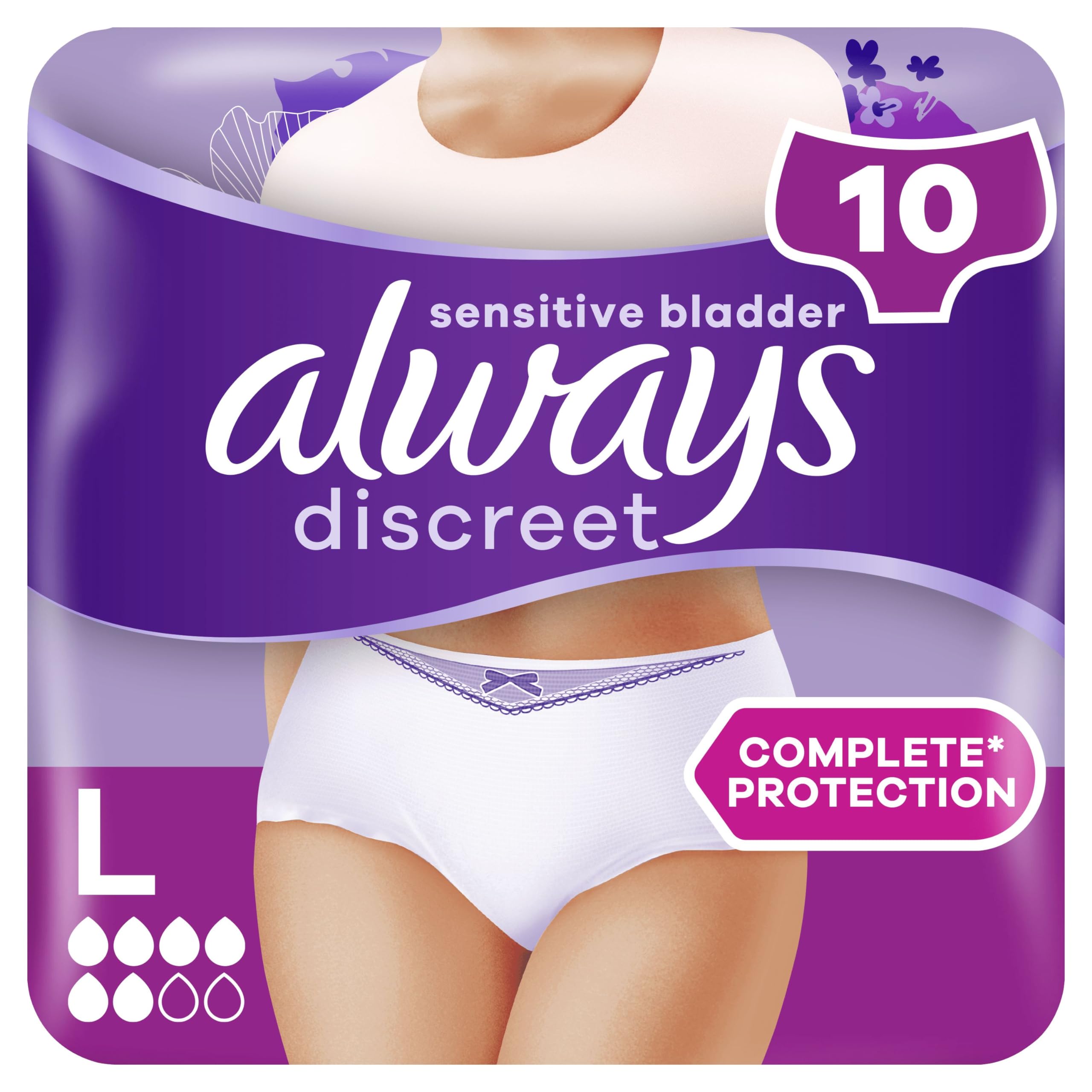 Always Discreet Incontinence Pants Women, Large, 10 Normal