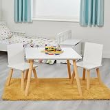 Liberty House Toys Wooden Table & 2 Chairs Set for Kids, White & Pine view 2