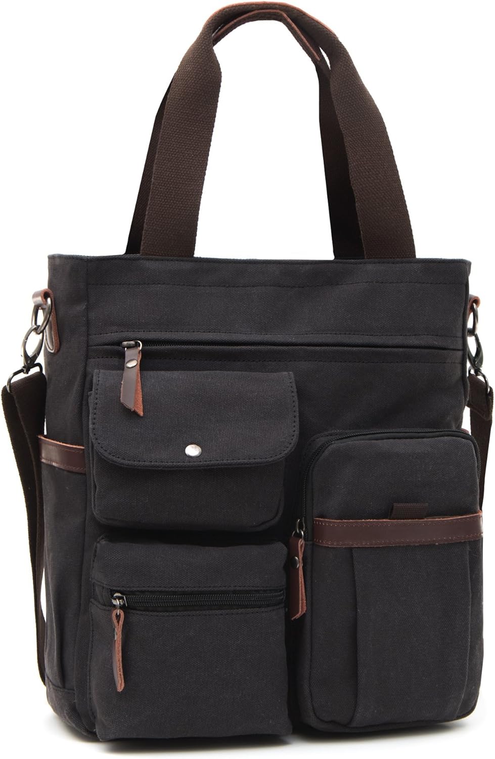 Amazon Mikketa トートバッグ ショルダーバッグ メンズ 2way 帆布 キャンバス カジュアル ストラップ付き ブラック トート バッグ