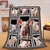 Cute Pig Blanket Pink Pig Fleece Throw Blanket Fuzzy Plush Super Soft Cozy Warm Pig Decor Stuffed Animal Bedding Blanket Gifts for Boys Girls Kids Adult Men Women 50"X40"