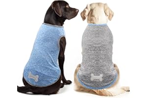 KYEESE 2 Pack Dog Shirts for Large Dogs Quick Dry Breathable Stretchy Sun Protection Pet T-Shirts with Reflective Label Tank Top Sleeveless Vest Dog Clothes, Light Blue+Grey, 3XL
