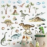 Large Watercolor Dinosaur Wall Decals Creative Animal Dino Wall Decals Peel and Stick Mountain Forest Big Dinosaur Wall Stickers for Boys Room Kids Bedroom Toddler Classroom Nursery Decor