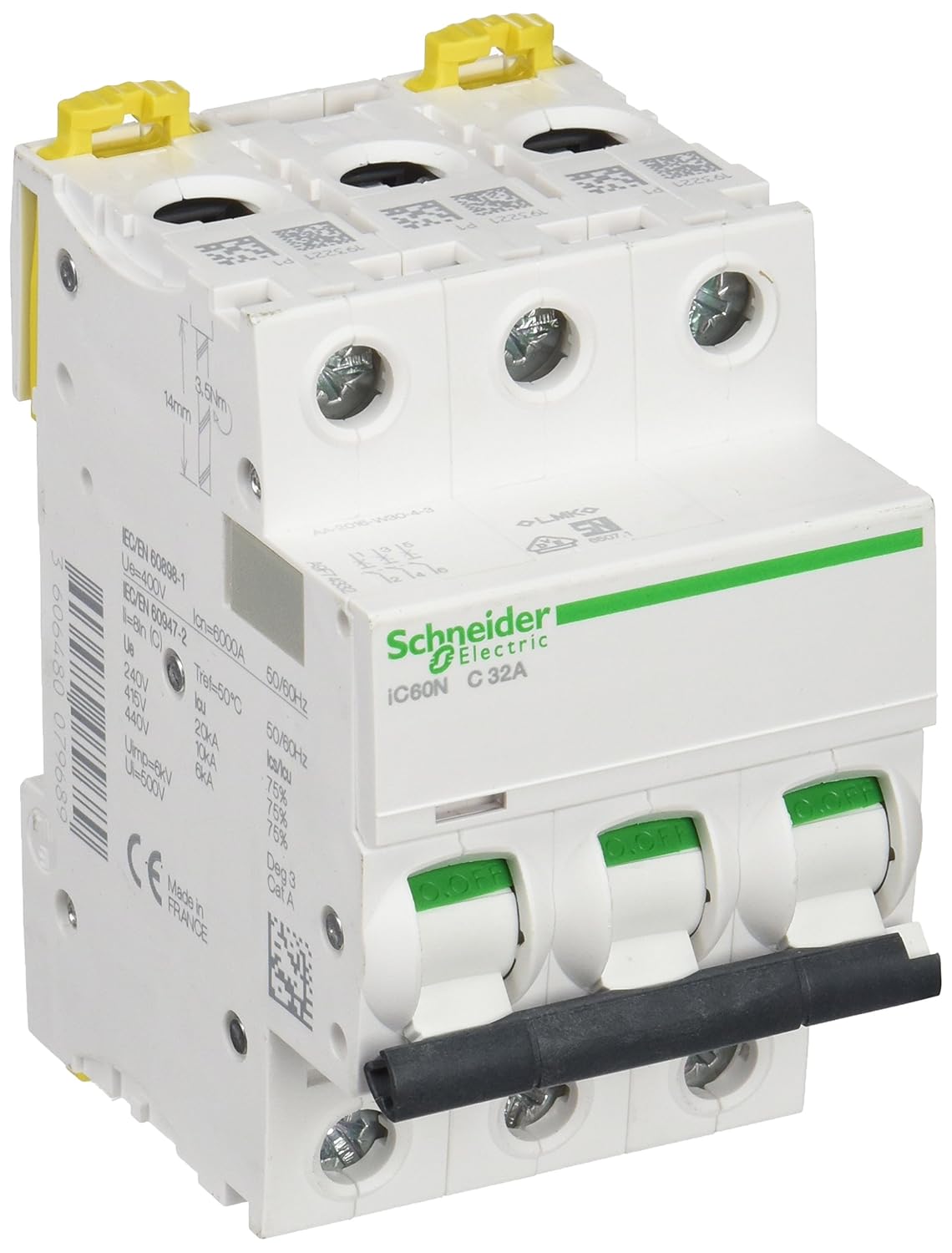 Schneider A9F74332 iC60N 3P 32A C MCB Miniature Circuit Breaker, White, Set of 4 Piece BigaMart