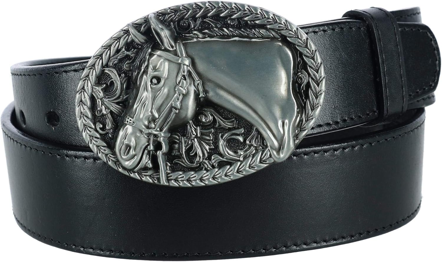 CTM Engraved Horse Belt Buckle, Silver: Clothing
