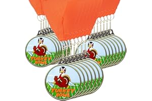 Sasylvia 30 Pcs Turkey Bowl Medals 2'' Turkey Metal Award Trophy with Neck Ribbon Bulk Thanksgiving Medals for Team Prize Gifts Participation Competitions Achievement Party Favors