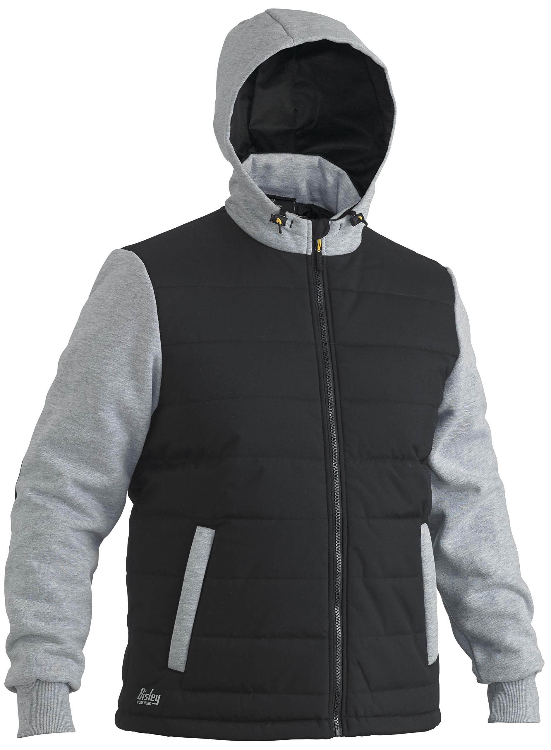 Bisley Workwear UKBJ6944_BBLK Flex & Move Jacket Hooded Puffer Fleece Contrast Long Sleeve - Black, M