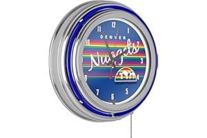 TRADEMARK GLOBAL Denver Nuggets Hardwood Classics NBA Chrome Neon Clock