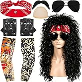 Rockstar Costume,Punk Rock Accessories Costume for Men and Women | 80s 90s Costumes for Men,Rockstar Outfit Women,Rock and Roll Accessories for Halloween Party