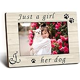 Foyoulame Gifts for Dog Lovers Women Girls Picture Frame 4x6, Dogs Mom Gifts Wooden Picture Frame, Dogs Gift for Women Girls, Just A Girl and Her Dog Decorative Photo Frames for Table Desk Decor