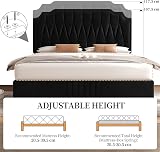 Yaheetech 5ft King Bed Frame Upholstered Platform Velvet Headboard Black view 7