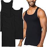ToBeInStyle Men’s 100% Cotton White A-Shirts Form-Fitting Sleeveless Scoop Neck Undershirts