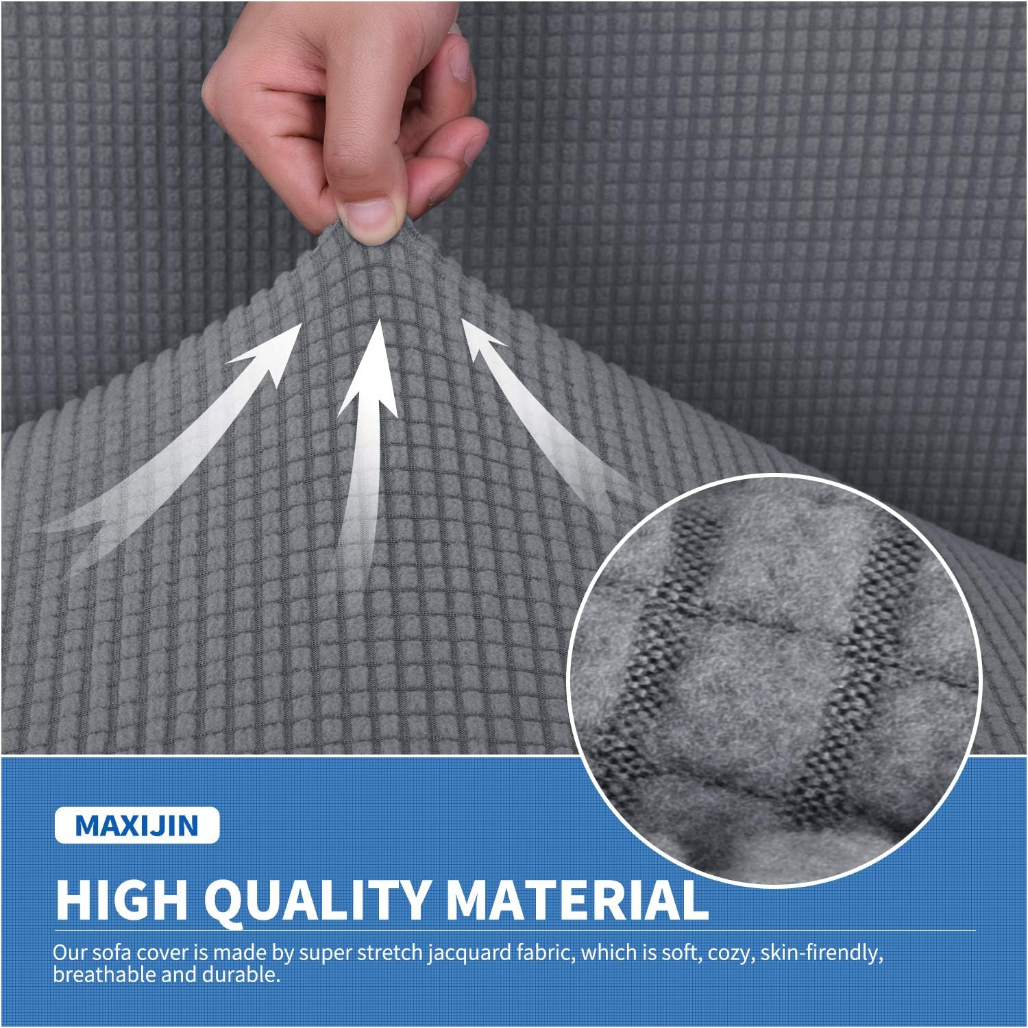 MAXIJIN Super Stretch Dining Room Chair Cover Jacquard Spandex Dining Parsons Chair Slipcover Removable Chair Protector Covers for Dining Room,Hotel,Kitchen,Ceremony (Light Grey - Image 5