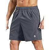 S Spowind Men’s Running Athletic Shorts 7 Inch Quick Dry Lightweight Workout Gym Tennis Shorts 3 Zipper Pockets