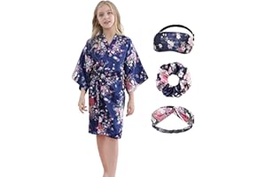 SEALINF Kids Girl's Floral Robe for Birthday Spa Parties Wedding Getting Ready Sleeping Gown