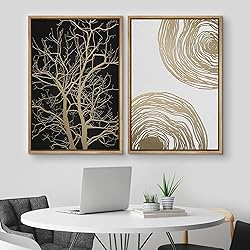 MUDECOR Framed Canvas Print Wall Art Set Gold Black