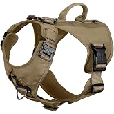 ICEFANG Summer-Cooling Mesh Dog Harness for Large Dogs,Reflective Dog Vest | Control Handle,Quick-Dry,Adjustable,Hook-and-Loop Panel,Front Hook,3 Leash Clips,Soft Padded,No Pull,Brown,Large