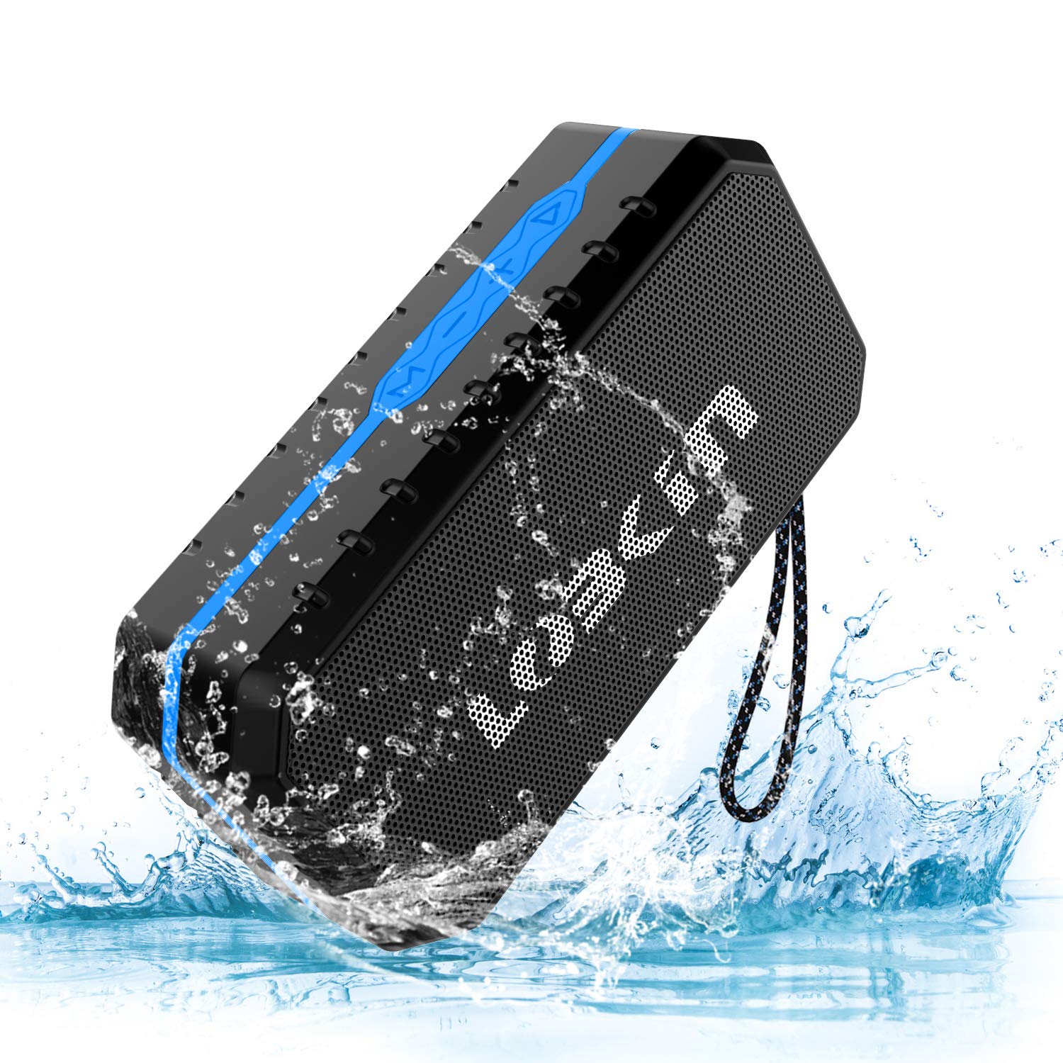 LOBKIN Bluetooth Tragbare Lautsprecher Wasserdicht Speaker Stoßfest Boxen Wireless Stereo Boombox mit eingebautem Mikrofon Kabelloser Musikbox mit 8-Stunden Spielzeit und TF Karte (Blau)