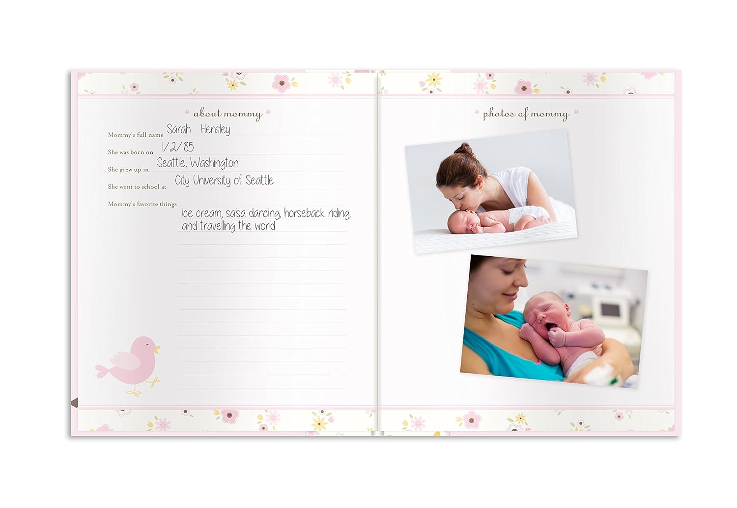 Lil Peach Birdie Baby Five Year Memory Book Photo Journal, Cherish Every Precious Moment of Your Babys First Years, Perfect Baby Shower Gift, Pink : Baby Photo Journals : Baby