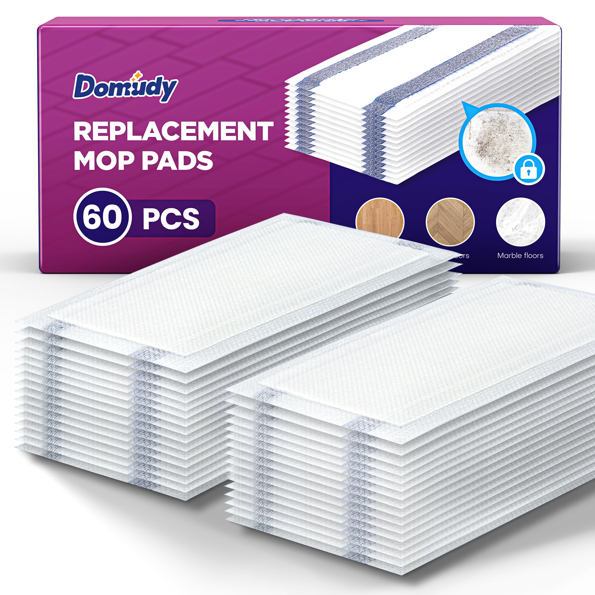 Photo 1 of 4-Layer Super Absorbent Pad Refills for Swiffer Wet Jet Mop, Heavy Duty & No-Shedding Mopping Pads Refill, Disposable Streak-Free Cleaning for All Sealed Floors, 60 Pack