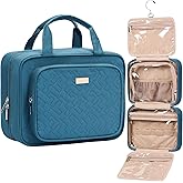 NISHEL Travel Toiletry Bag for Women, Makeup Essentials Organizer, Hanging Case for Accessories, Cosmetics, Medium Size, Lake-Blue