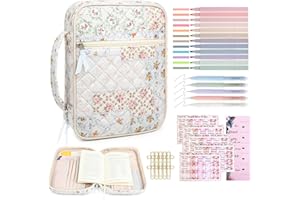 AILEAM Bible Cover Case for Women Large Bible Cover Bag Bible Study Supplies Bible Journaling Kit Book Carrying Case with Bible Highlighters Christian Gifts for Women