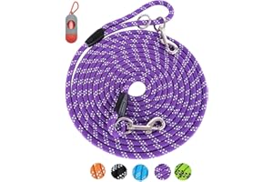 LANWANDENG Long Dog Leash for Dog Training 16FT/30FT/50FT/100FT, Reflective Threads Rope Check Cord Dog Leash, Heavy Duty Dog Lead for Large Medium Small Dogs Walking Playing, Camping, or Yard