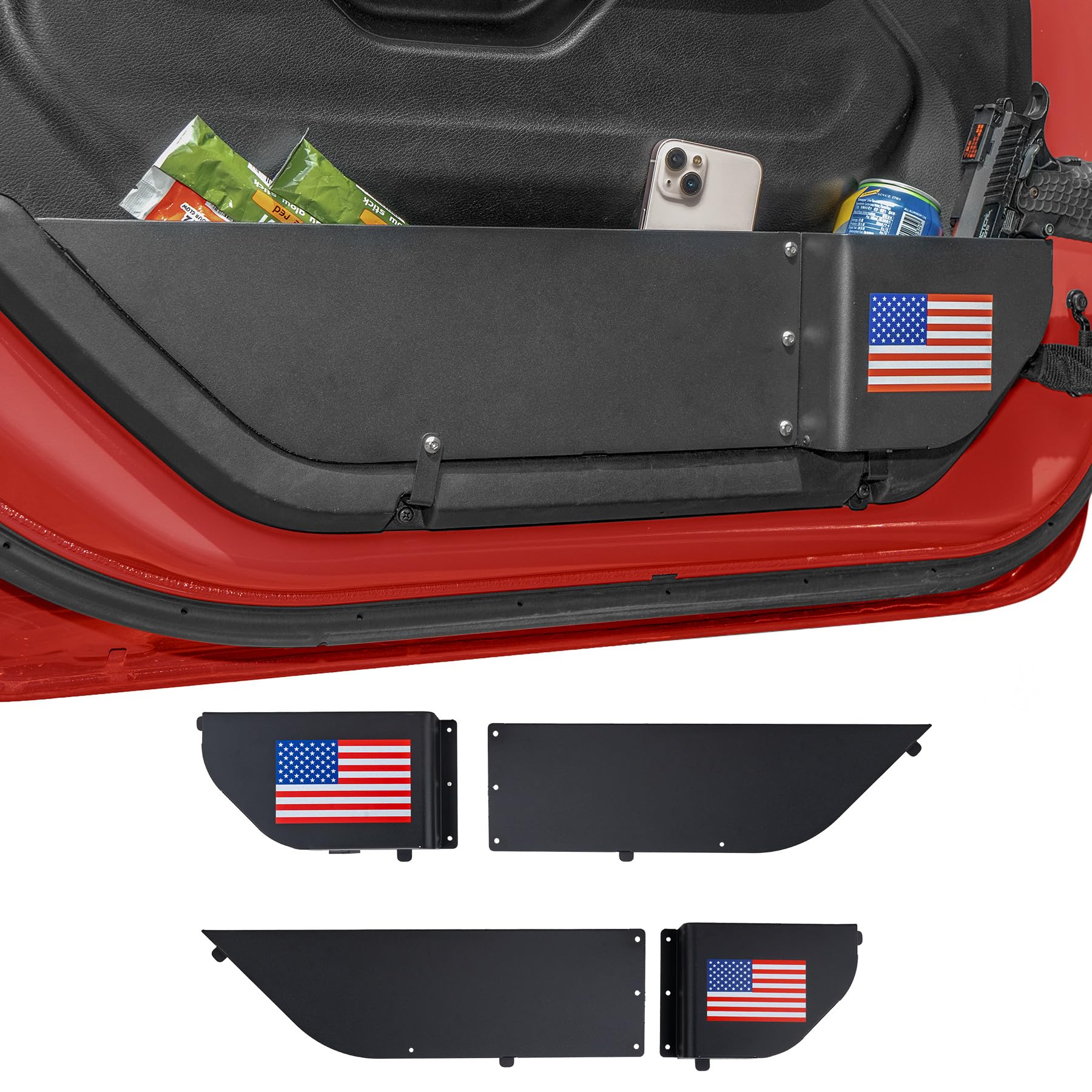 Photo 1 of 2 Pack Metal Front Door Storage Pockets Compatible with Jeep Wrangler JL JLU 4XE 2018-2025 & Gladiator JT 2020-2025 Interior Accessories Door Insert Organizer Box