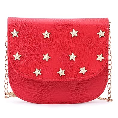 Glorist Red Leatherette Chain Sling Bags For Womens and Girls