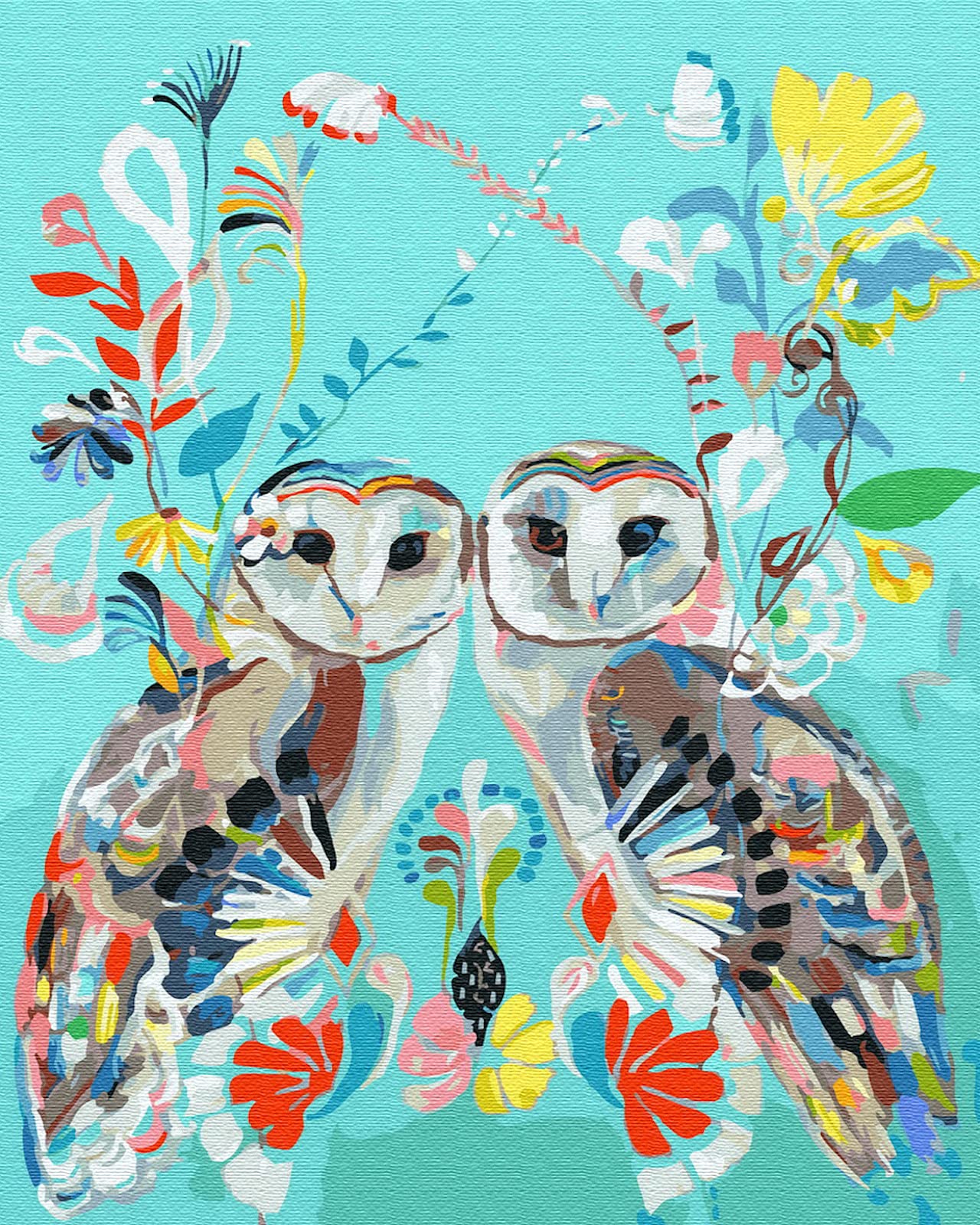 LukFun Paint by Numbers for Adults, DIY Acrylic Painting Kits, Colorful Owls Craft Canvas Home Decor 16x20inch (Owl Mate-Without Frame)