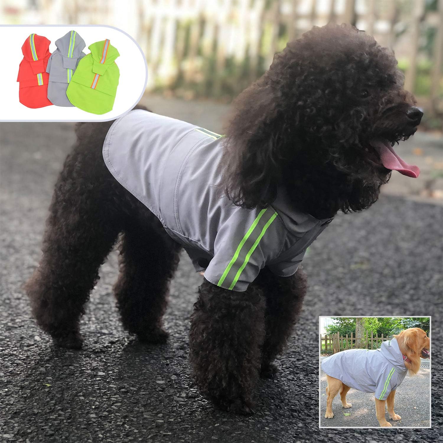Lovelonglong Fashion Hooded Pet Dog Raincoat Lightweight Dog Rain