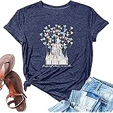Magical Castle Shirts Women Magic Kingdom T Shirt Castle Flower Graphic Short Sleeve Tops Holiday Tee