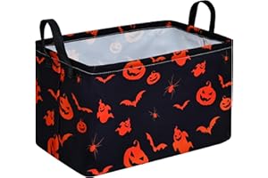 MAIZMZ Halloween Pumpkin Ghost Toys Storage Basket for Shelves Foldable Party Open Gift Box Waterproof Clothes Organizer Laundry Nursery Hamper with Handles Room Decor