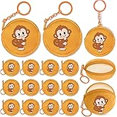 KeeStar 15 Pack Monkey Coin Purse with Zipper Keychain,Wallet Bag Party Favors for Monkey Birthday Party Decoration,Animal Themed Baby Shower,School Carnival Rewards,Travel,Classroom Prize