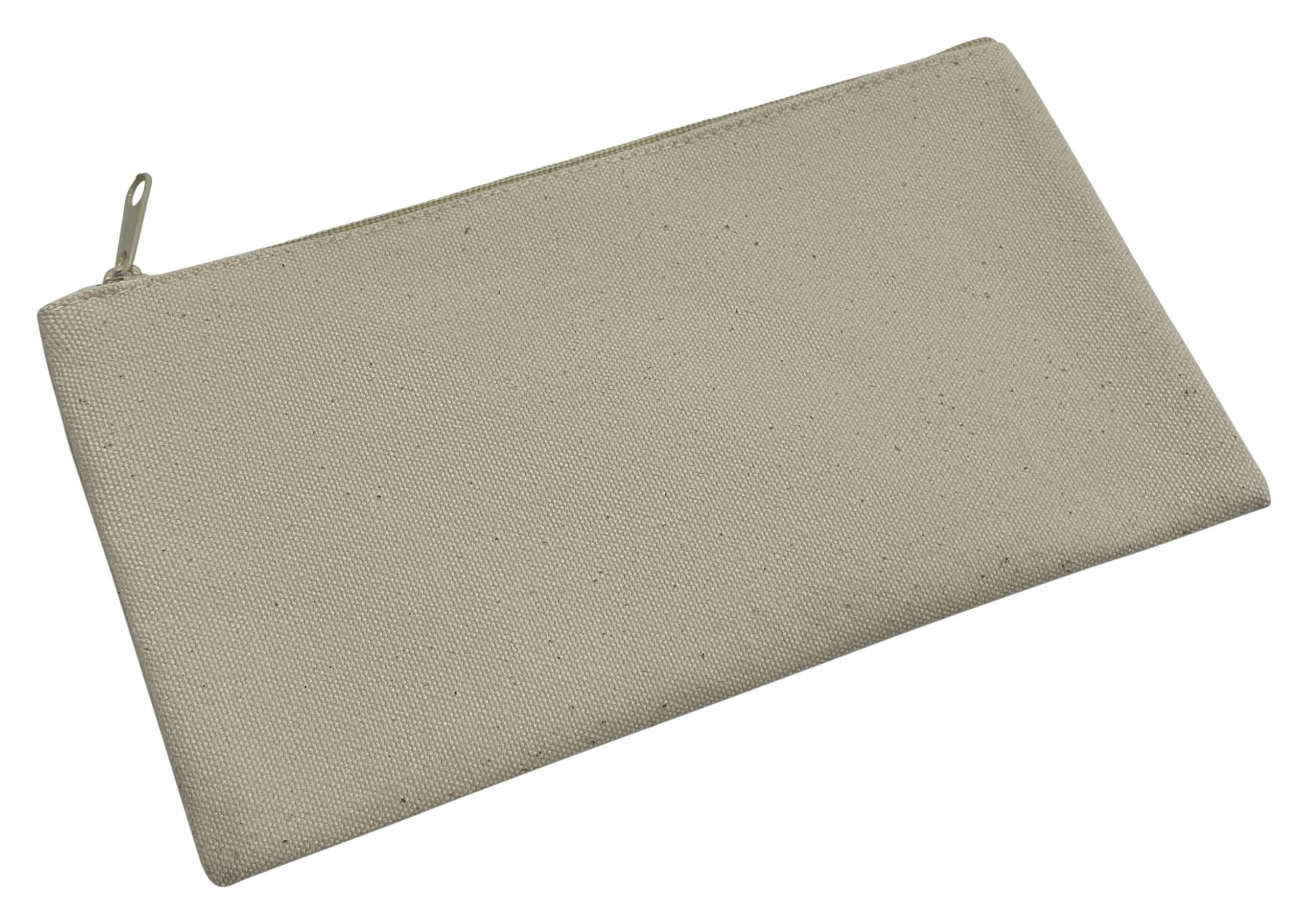 Bronta Mill Plain 100% Cotton Heavy Canvas Multi-Purpose Pencil Case, Stationary, School, Arts & Crafts Case Bag, Wash, Toiletry, Cosmetic, Make Up, Zip Pouch Bag - Natural Off White - Pack of 3