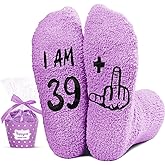 HAPPYPOP Bday Gifts for Women - Fuzzy 36 37 38 39 40 Year Old Birthday Socks for Woman